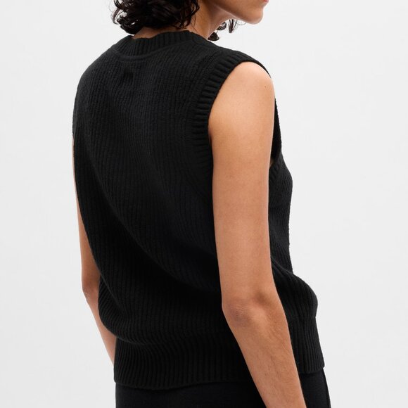 Gap CashSoft Rib Sweater Vest, PXS black, NWOT - Picture 1 of 5